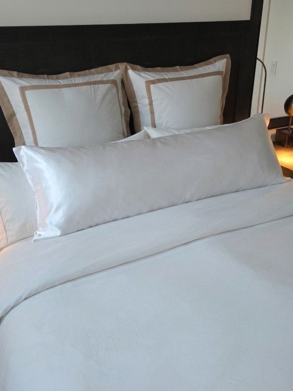 Luxury Satin Body Pillowcase – Crisp White Neutral